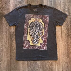 Unisex Gray, Burgundy, and Yellow Curbside Graphic T-Shirt